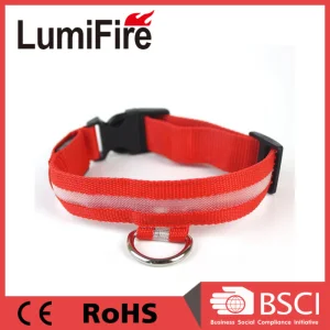 Adjustable Necklace Safety Nylon LED Glowing Dog Collar for Pet Dogs