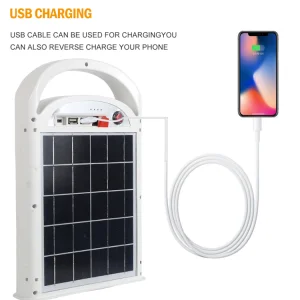 Rechargeable Battery Music Camping Garden Warning Emergency Outdoor LED Solar Flood Light