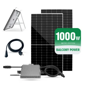 Great Pack 1000W Grid PV Monocrystalline Solar System 4KWh/day Balcony Mounting Micro Inverter MPPT Controller WiFi 10-Year