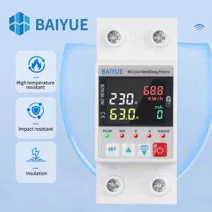 Medidor de Energia WiFi Protetor de Vazamento de Terra Sobretensão Subtensão Dispositivo Relé Interruptor Disjuntor Medidor de Energia Kwh Vida Inteligente Disjuntor