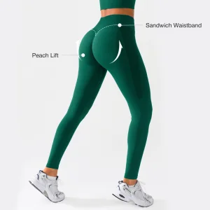 Vractive Wholesale Peach Lift Leggings Solid Elastic Waist High Waist Pants Tummy Control Soft Sweat-Wicking Seamless Gym Wear