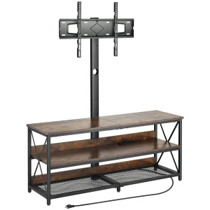 48\" TV Stand with Mount for TVs 75\" Entertainment Center Power Outlet Height Adjustable Console Mount Stand Alone TV Console