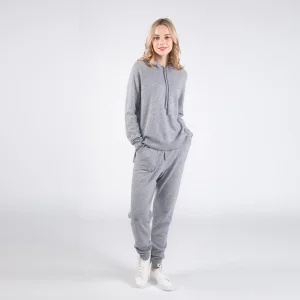 Women's Luxe Cashmere Leisure Joggers Pant and Cashmere Hoodie Sweater