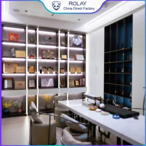 Factory Tamper Resistant Rustproof Frame Wood Grain Transfer Glossy Aluminum Display Rack Unit