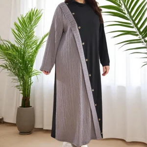 New Design Trendy Splicing FashionAbaya Casual Dress for Muslim Women Everyday Modest High Quality Polyester Fabric Ankle Length
