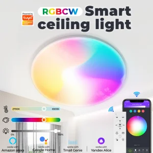 Tuya Smart WiFi RGB LED Ceiling Light 24W Dimmable Remote Control Smart Life Alexa Google Home Ceiling Lamp