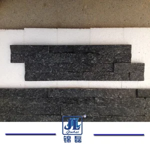 Z Shape Black Quartzite Stacked Ledge Culture Stone for Slate Veneer and Wall Panel