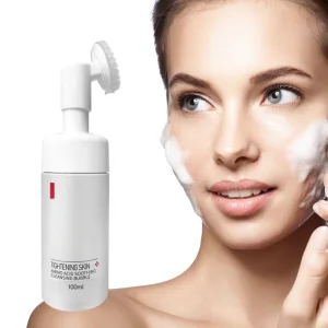 100ml Amino Acid Anti-Wrinkle Pore Shrinking Hydrating Foaming Cleansing Mousse Facial Cleanser for Makeup Removal Massage Brush