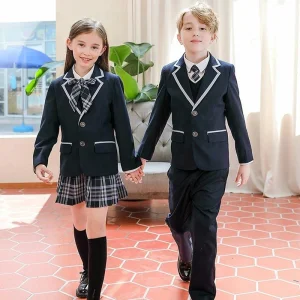 Blazer personalizado y falda a cuadros uniforme escolar formal