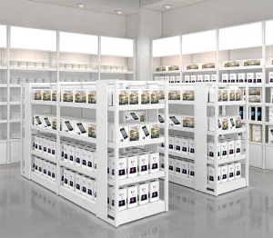 White Supermarket Shelves