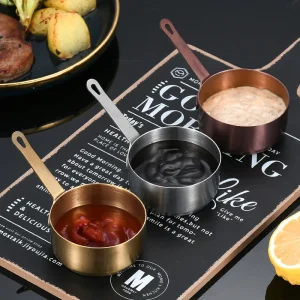 Mini Stainless Steel Sauce Pan 60ml/80ml/100ml Small Saucepan Gravy Pot Ketchup Boats Steak Sauce Cup Western Restaurant
