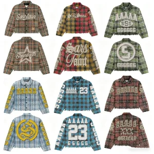 Custom Boxy Cropped Flannel Shirt Men