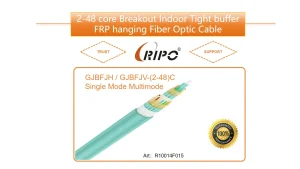2-48 Core Breakout Indoor Tight Buffer Fiber Aramid Yarn FRP Single Mode Multimode Hanging Fiber Optic Cable Gjbfjh / Gjbfjv- (2-48) C.