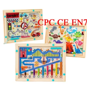 CPC CE EN71 Wooden Colors and Counting Wand Maze Board Bead Sorting Logic Game Preschool Math Educational Toys for Kids