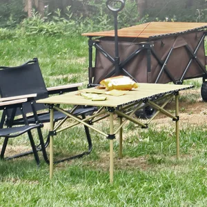 Wholesale Stock Outdoor Camping Egg Roll Table Convenient Foldable Square Metal Non-Slip Stable for Picnic Parties