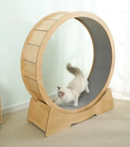 Birch/Oak Wooden Frame Multi Layer Board Silent Climbing Toy Indoor Pet Exercise Furniture Cat Running Wheel Cat Treadmill