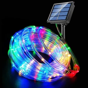 Luces de cuerda LED decorativas multicolores a prueba de agua solar para exteriores, ideales para jardín, patio, fiestas y decoraciones de bodas