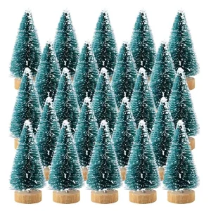 Mini Christmas Tree Bottle Brush Plastic Winter Snow Desktop DIY Decor