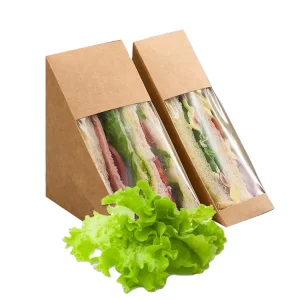 Biodegradable Compostable Food Grade Kraft Paper Sandwich Box Packaging Disposable Natural/Brown Customizable