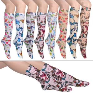 Meias Midtube Coloridas Impressas Femininas