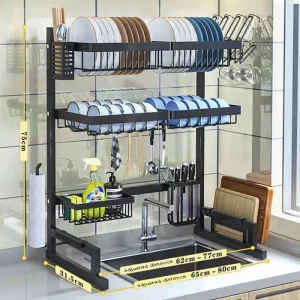 Retractable Adjustable Size: 65-85cm Stretchable Sink Drainage Rack, Perfectly Fits Most Kitchen Sinks/Countertops, Free to Adjust for Different Space Needs.