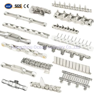 Professional Standard Plate Lifting Stainless Steel Chain Cold Drink Extended Pin Hollow Pin Cone Conveyor Chain with Nylon Roller for Ice Cream