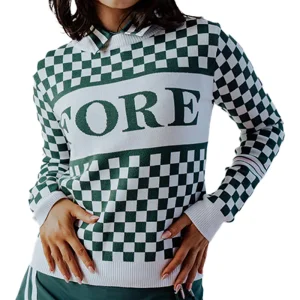 Wholesale Custom 100%Cotton Soft Checkered Knit Sweater Sporty Golf Tennis Knitwear Summer Spring 12GG High-Quality For Women