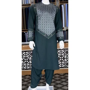 Direct Sale Men's Clothing O-Neck Full Sleeve Embroidered Afghan Dresses Kameez & Shalwar Set Afghani Men Salwar Suit