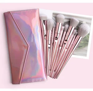 10PCS Pink Makeup Brush Private Label Premium Synthetic Hair Cosmetic Brushes Set