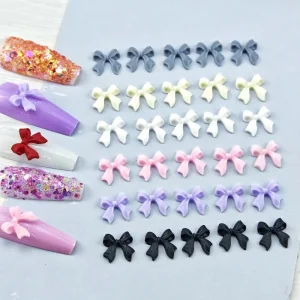 50PCS Multi Colors 3D Resin Bow Manicure Charms