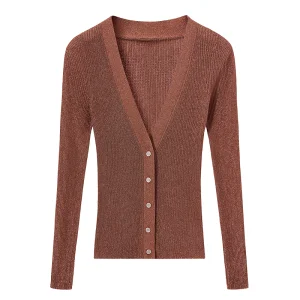 Women's Casual Knitwear V-Neck Long Sleeve Button Autumn Fashion Sweater Cardigan