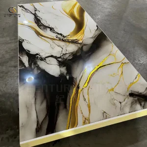 High-Definition Modern Stone Plastic Composite UV Coating PVC Marble Sheet for Villa