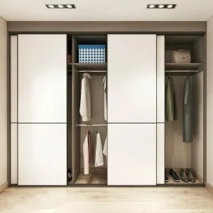 Stylish MDF Modular Wardrobe with Mirrored Sliding Doors
