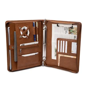 China Genuine Leather Zipper Business Folder Organizer with Hidden Handle Manufacturer, Factories