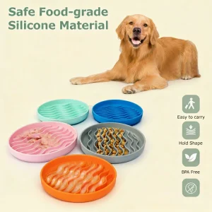 Portable Slow Feeder Dog Bowls with Licking Mat Anti-Slip Spill-Proof Pet Feeding Mat Suction Cups for Dogs for Slow Eating