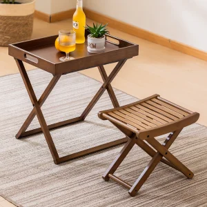 Best Seller Foldable Outdoor Camping Portable Mini Table Bamboo Solid Wood Balcony Garden Trendy Picnic Table and Chair Set