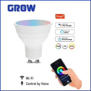 Voice Control Dimmable Wi-Fi Smart LED Light Bulb Tuya GU10 LED Spotlight Energy Saving Lamp RGB Color Changing for Home Decoration and Indoor Lighting