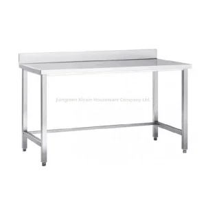 Mesa de trabajo moderna de acero inoxidable duradero con salpicadero para cocina, hogar o almacén