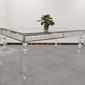 Restaurant Furniture Six Seater Dining Table Size Hotel Banquet Round PVC Plastic LED Light Folding Dining Buffet Cake Table for Event Acrylic Dining Table