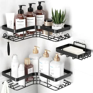304 Stainless Steel Corner Rack — L-Shaped Wall-Mounted Bathroom Shelf, Multifunctional Non-Marking Heavy Duty Storage Rack for Shower Kitchen Toilet