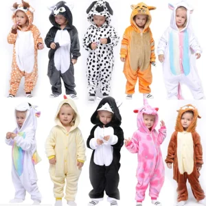 Pijama de casa de dibujos animados de animales para niños de otoño e invierno con capucha