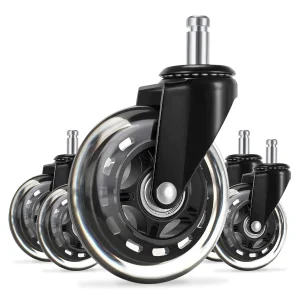 Factory Universal 3 Inch Circlip Black Steel Insert Rod Transparent PU Rubber Furniture Office Chair Wheels Caster