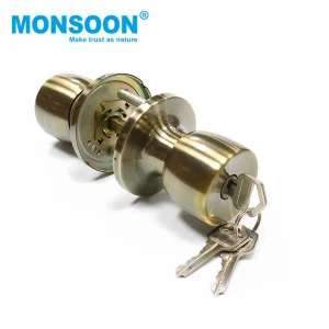 Door Hardware Entrance Security Stain Nickle Handle Lockset Entry Privacy Vintage Cylindrical Door Knob Lock with Keys