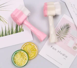 Double Sided Superfine Fiber Facial Brush Makeup Face Facial Cleaning Brush