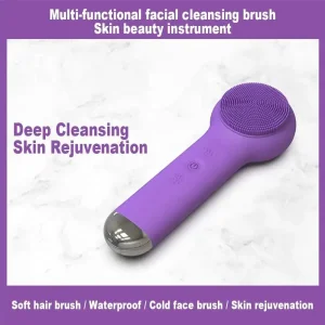 Electric Facial Cleansing Brush Heated Silicone Whitening Cleanser Rechargeable Ipx5 Waterproof Face Massage Brush