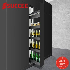 Iron Base Kitchen Hardware Accessories2/3/4/5/6 Tier Side Mound Pull out Storage Basket Drawer with Non-Slip Mat Soft Closing