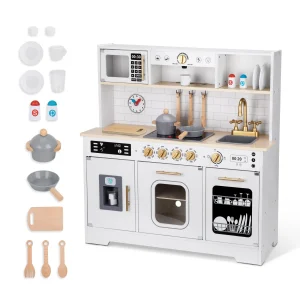 Kids Play Kitchen Set Pretend Play Wood Accessories Toy Kitchen Set