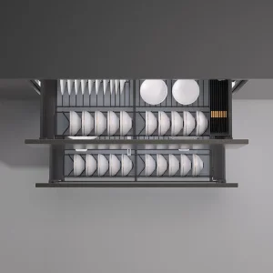 Kitchen Hardware Drawer Basket Pull out Storage Basket Plate and Bowl Organiser