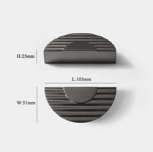 Modern Wave Half Moon Pull Handles Cabinet Knobs Gold Furniture Door Knobs with Screws