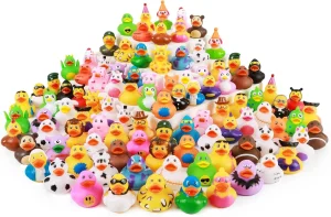 Rubber Ducks, Random Assortment Ducks Bulk with Mesh Carry Bag, Mini Rubber Duckies for Baby Bath Toys, Kids Toddler Summer Pool Toys Birthday Gifts Party Favor